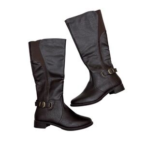 Natural Reflections Megan Vegan Faux Leather Heeled Zip Brown Boots Size 11